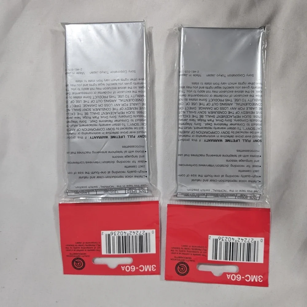Sony Vintage 3MC-60 Microcassette Tape 3 Pack New Sealed Made in Japan MC60